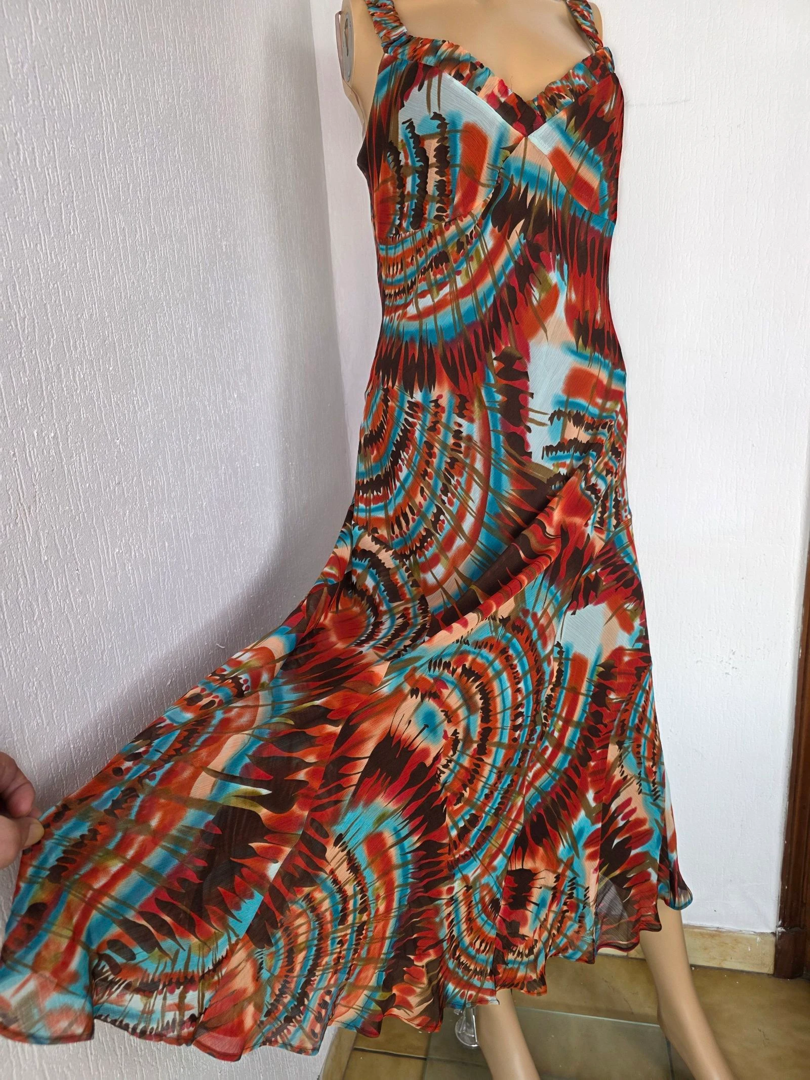 Robe longue fluide motif psychédélique / tie-dye Y2K vintage bohème tendance taille 40/42